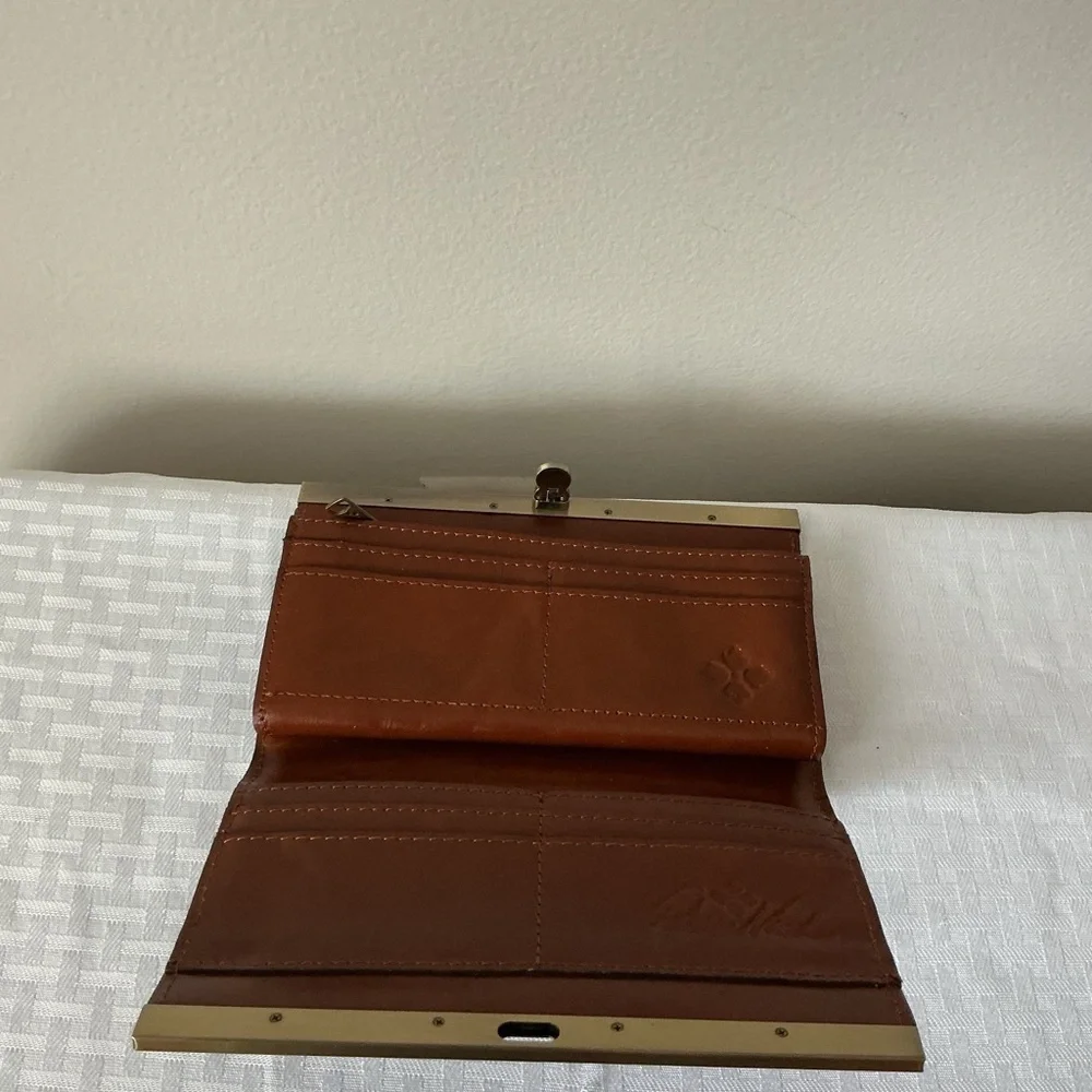 Embossed Floral Leather Wallet - Brown